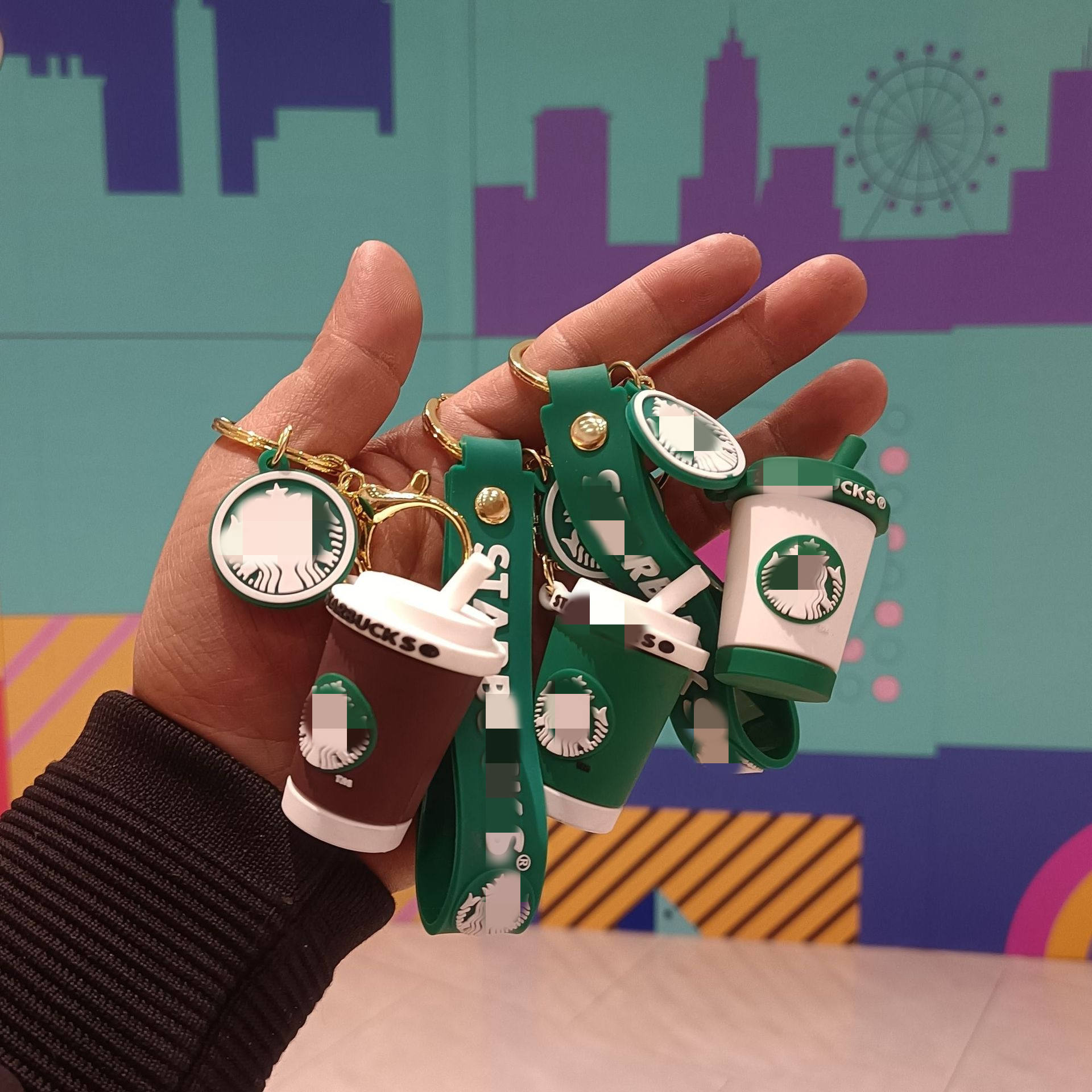 Creative 3D PVC Cartoon Boba Coffee Cup Bear Keychain - Fashion Bag Pendant Gift (ST431)